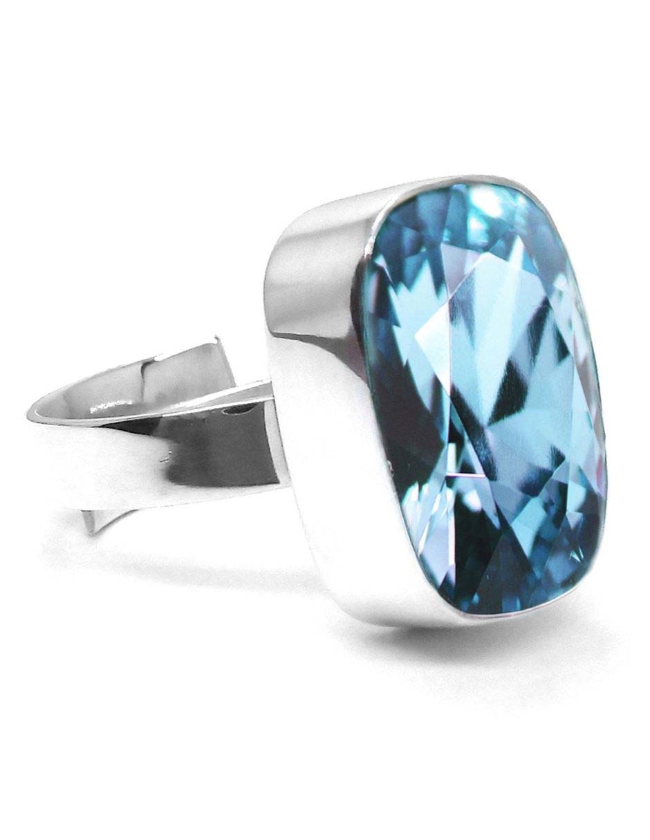 Anillo cuadrado Baguette P 925 de plata brillante