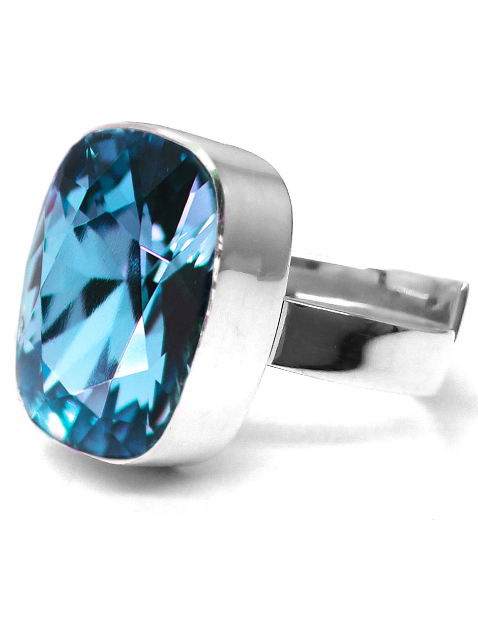 Anillo cuadrado Baguette P 925 de plata brillante 2