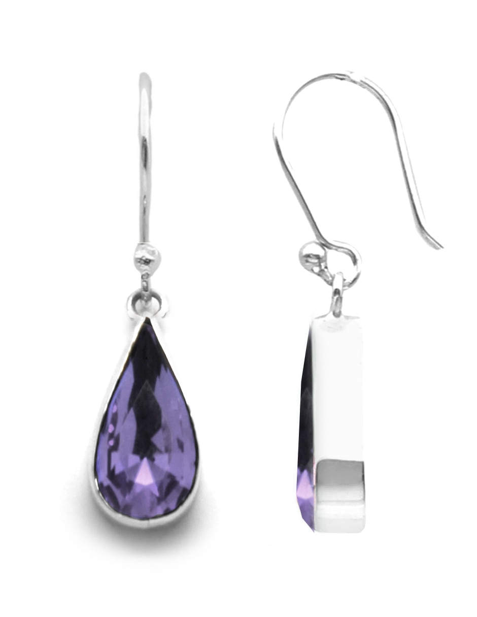Aretes de plata con acabado brillante cristal 2