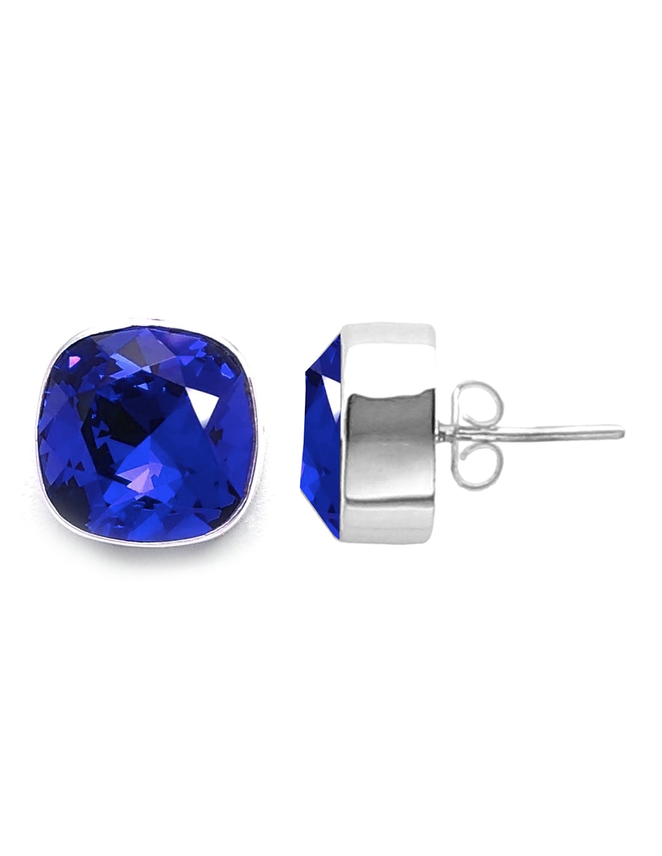 Broqueles de plata con acabado pavé cristal 2