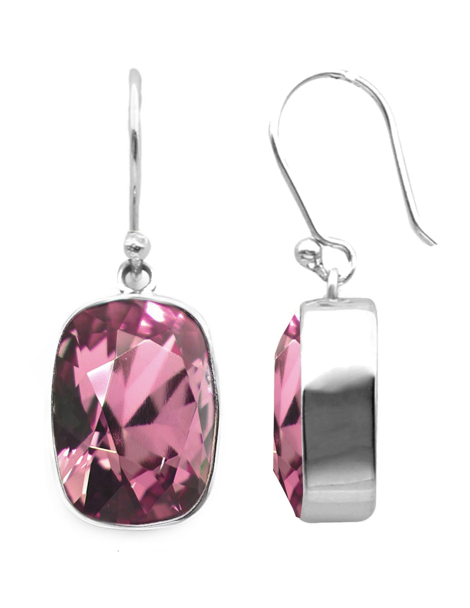 Aretes de plata con acabado brillante cristal 2
