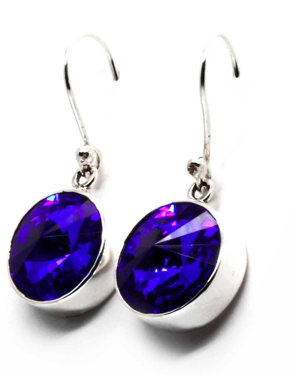 Aretes de plata con acabado pavé cristal 2