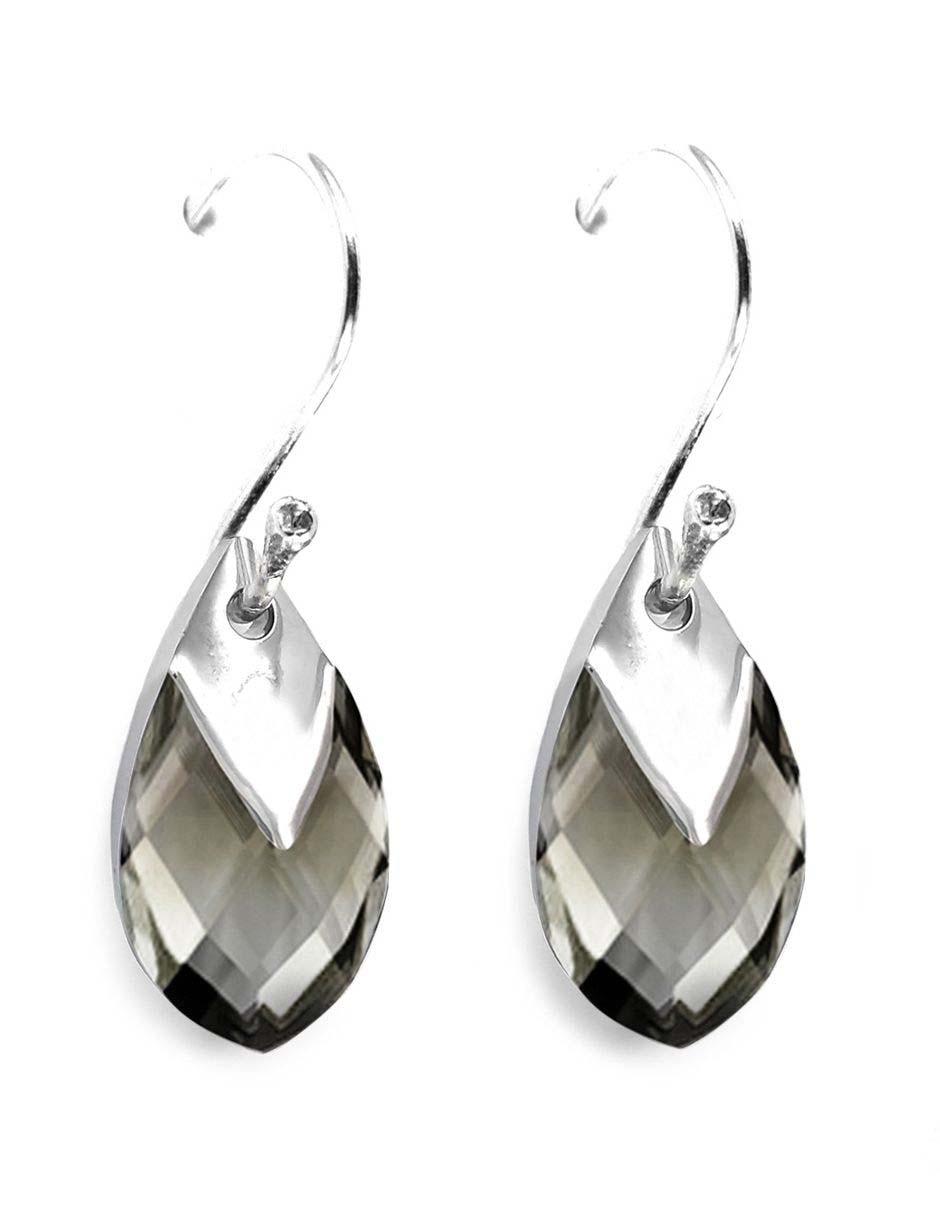 Aretes de plata con acabado brillante cristal