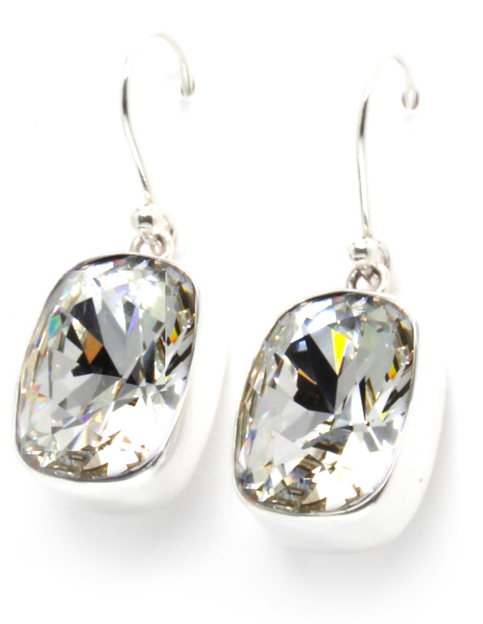 Aretes de plata con acabado pavé cristal 2
