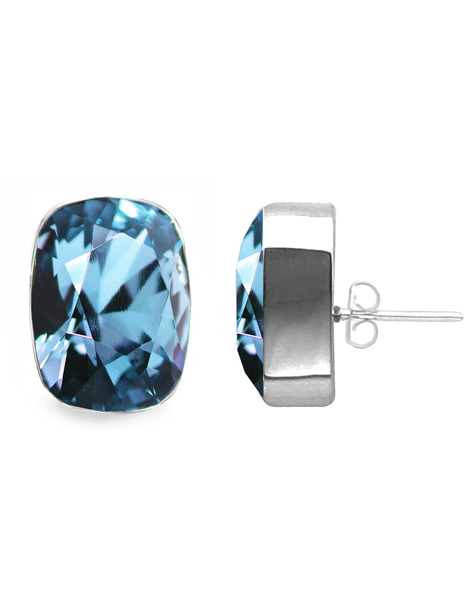 Broqueles de plata con acabado pavé cristal 2