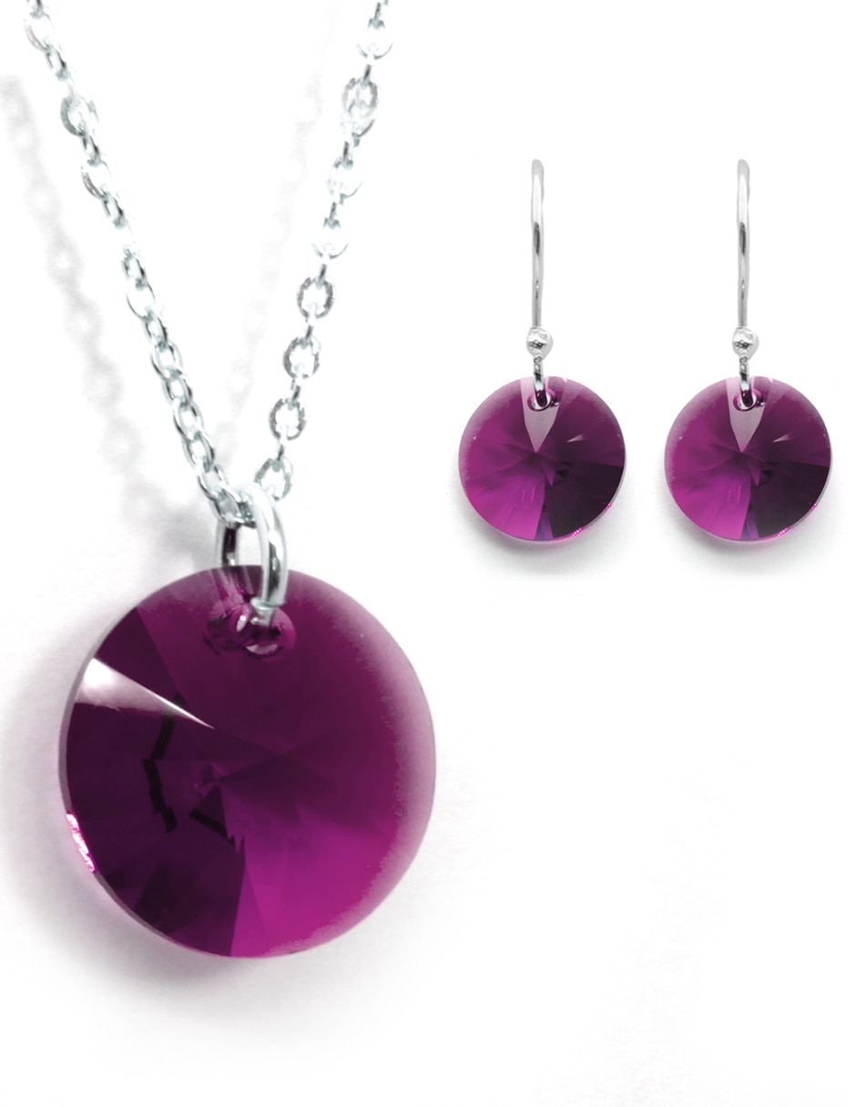 Set aretes y collar de plata P 925 cristal