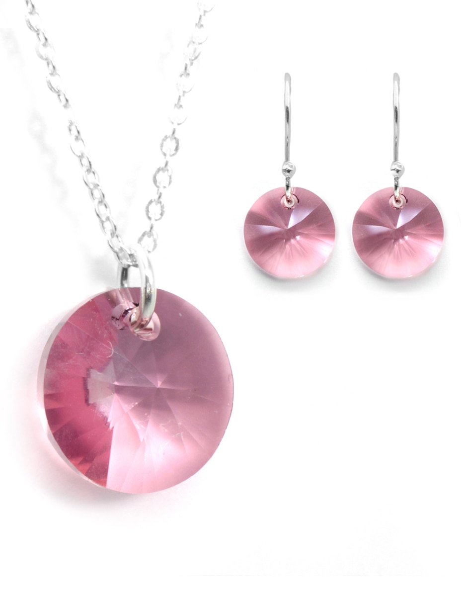 Set aretes y collar de plata P 925 cristal