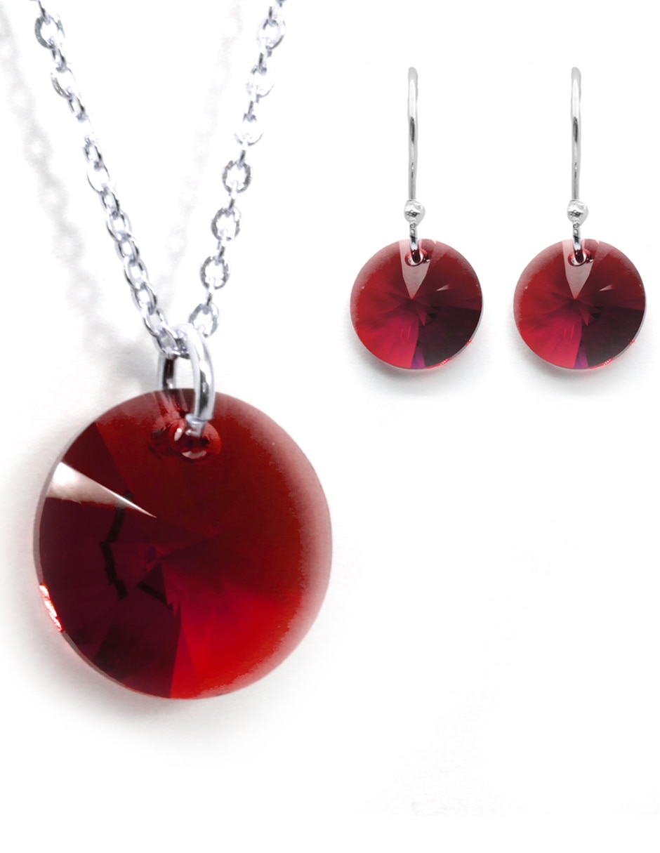 Set aretes y collar de plata P 925 cristal