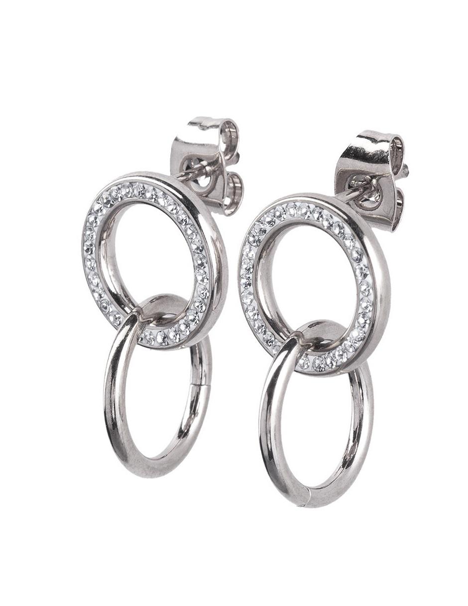 Aretes de aro con acabado brillante zirconia