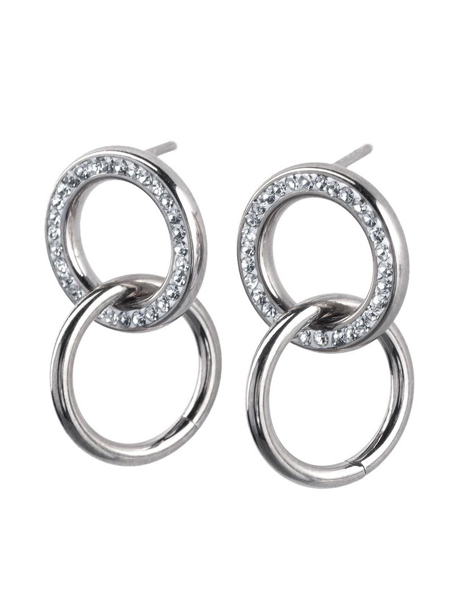 Aretes de aro con acabado brillante zirconia 2