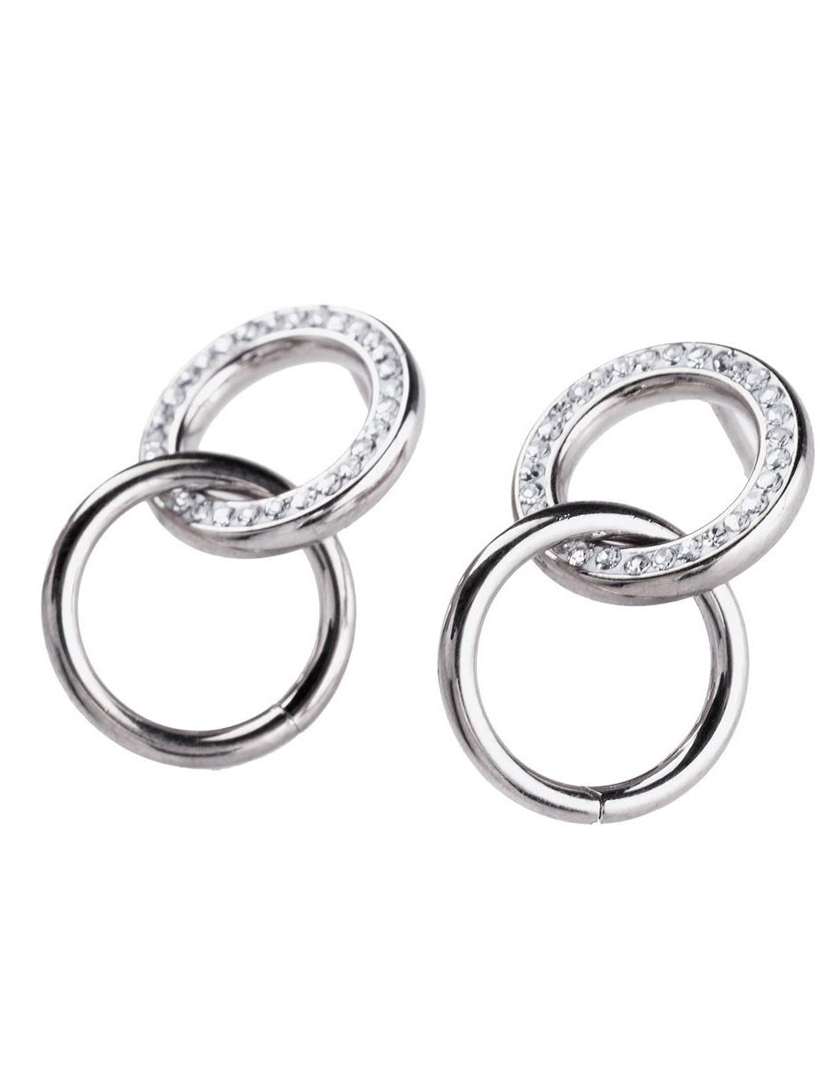 Aretes de aro con acabado brillante zirconia 3