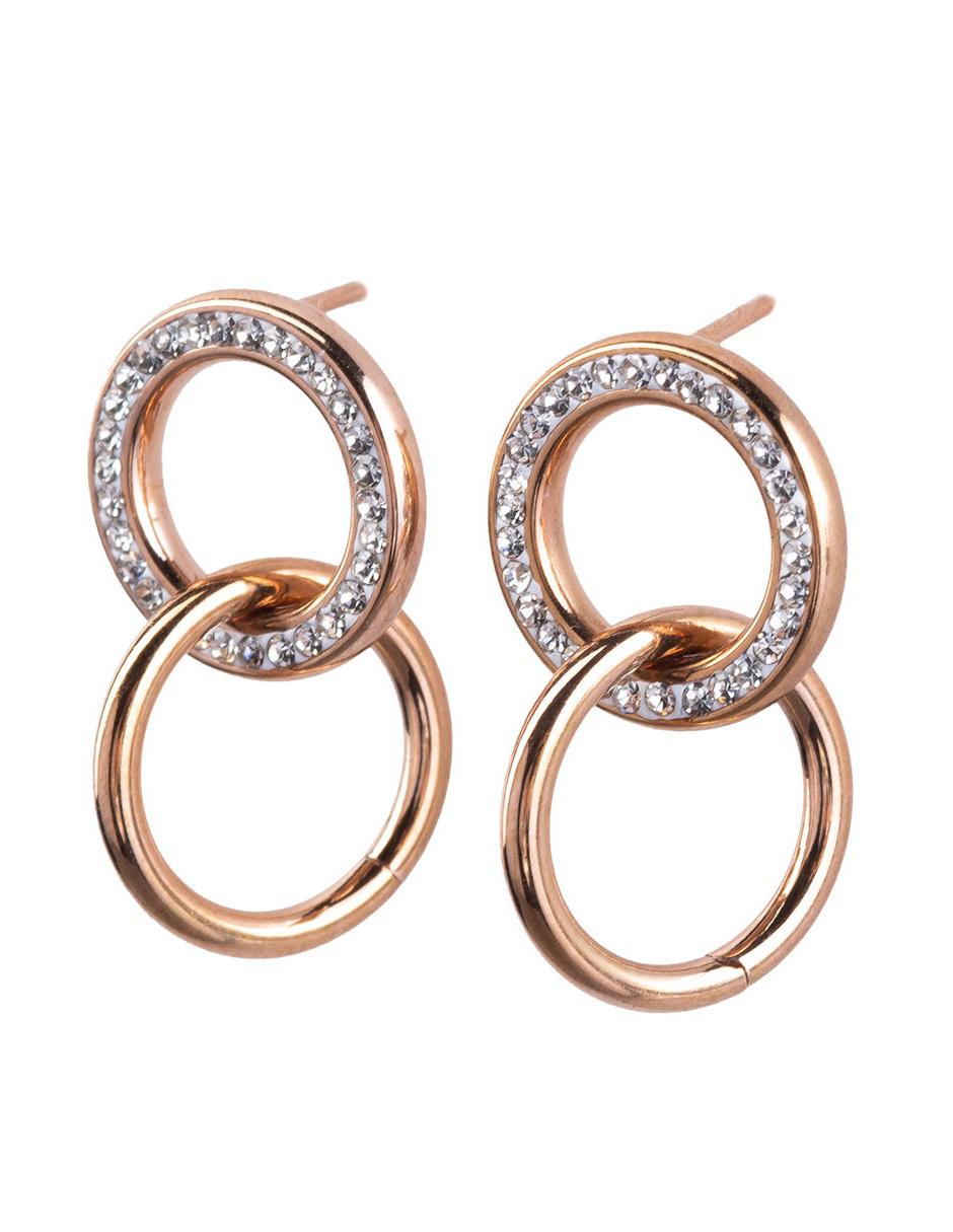 Aretes de aro con acabado brillante zirconia 5