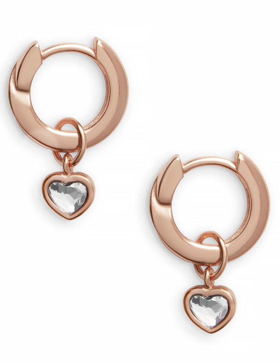 Aretes de plata con acabado baño de oro rosa cristal 2
