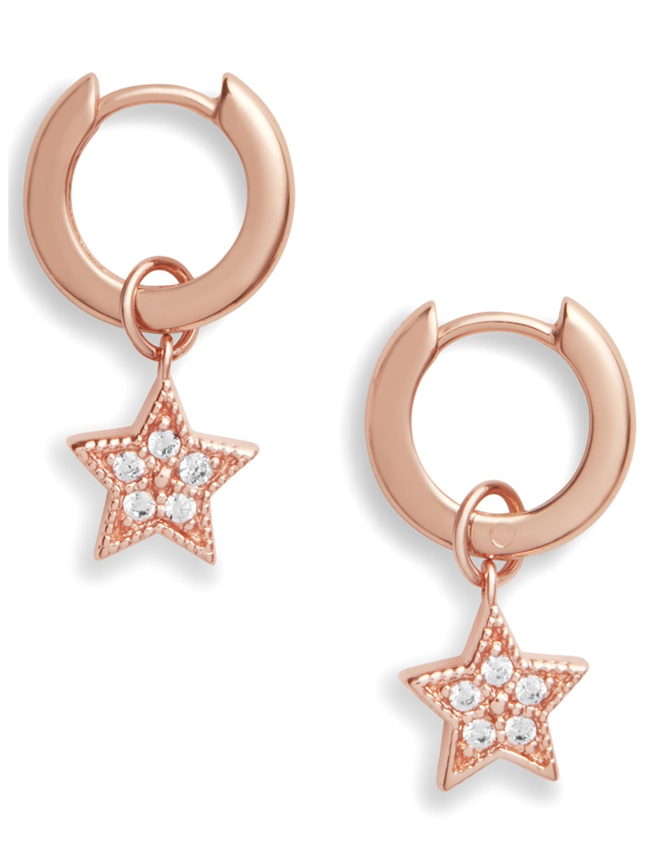 Aretes de plata con acabado baño de oro rosa cristal 4