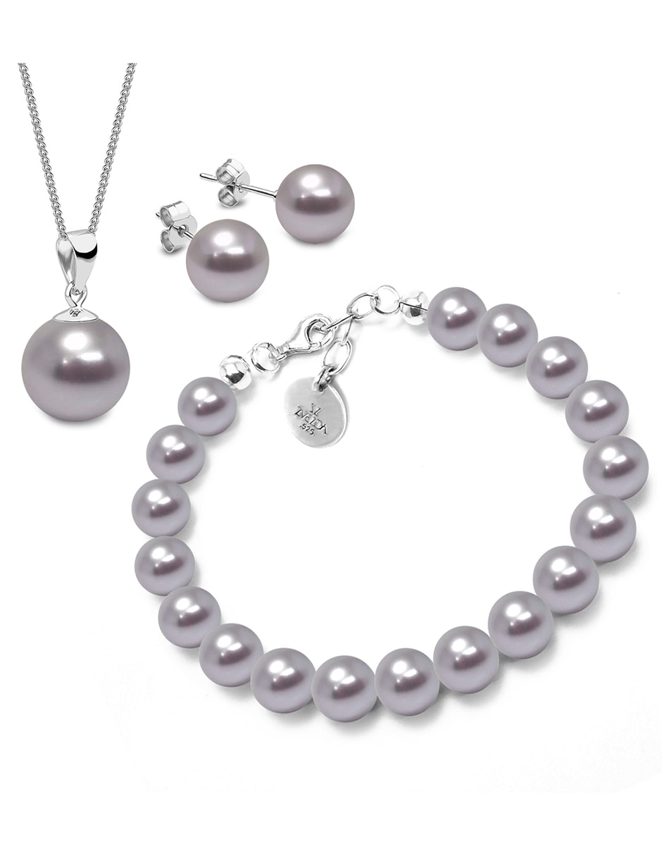 Set de aretes, collar y pulsera perla