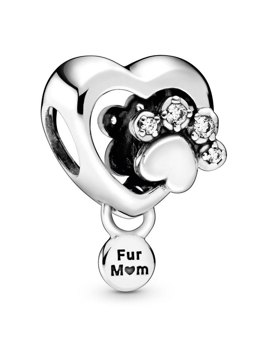 Charm de corazón de plata P 925 zirconia cúbica