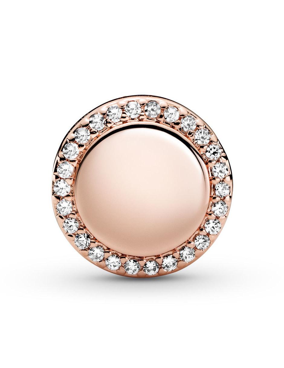 Charm redondo de plata 14 K zirconia cúbica 2
