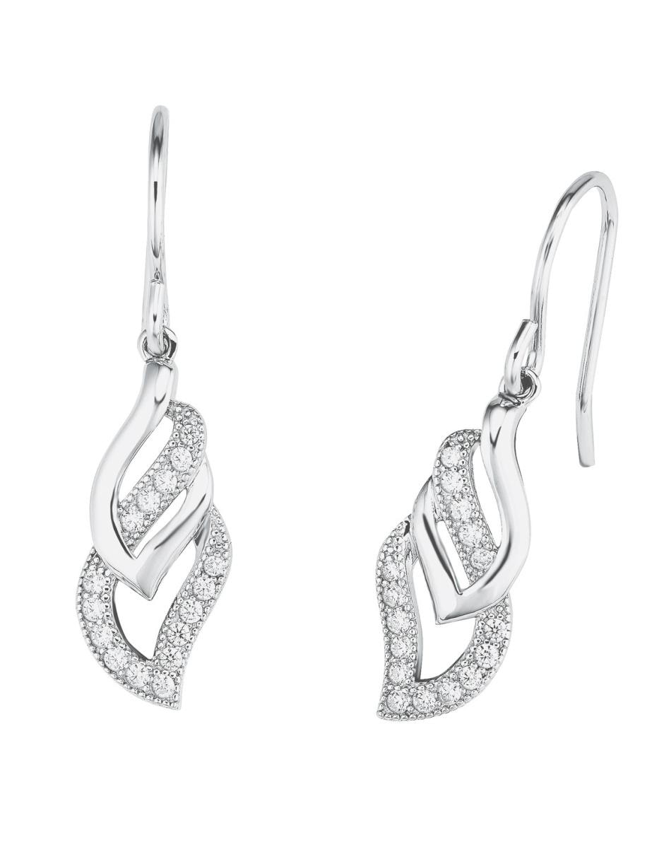 Aretes de plata P 925 con acabado baño rodio zirconia Aretes de plata P 925 con acabado baño rodio zirconia