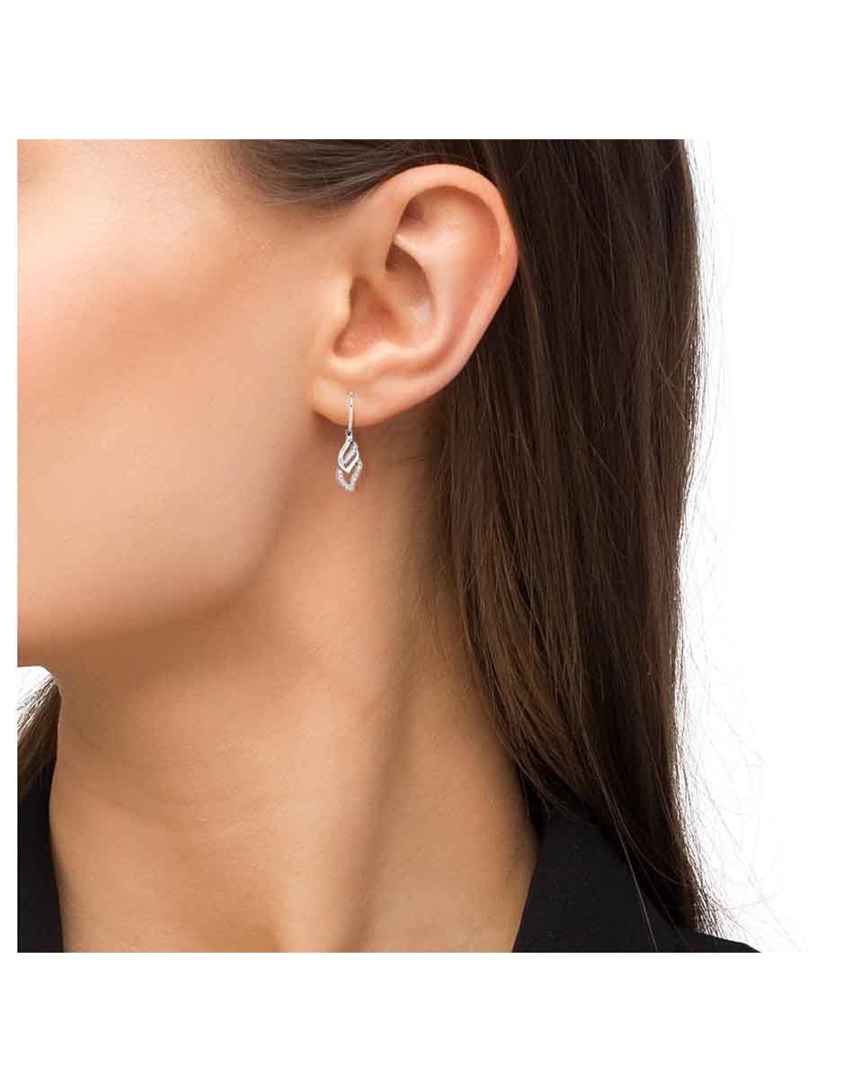 Aretes de plata P 925 con acabado baño rodio zirconia 2