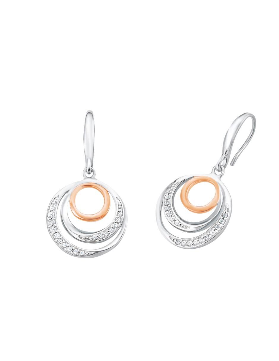 Aretes de plata P 925 con acabado baño rodio zirconia 1