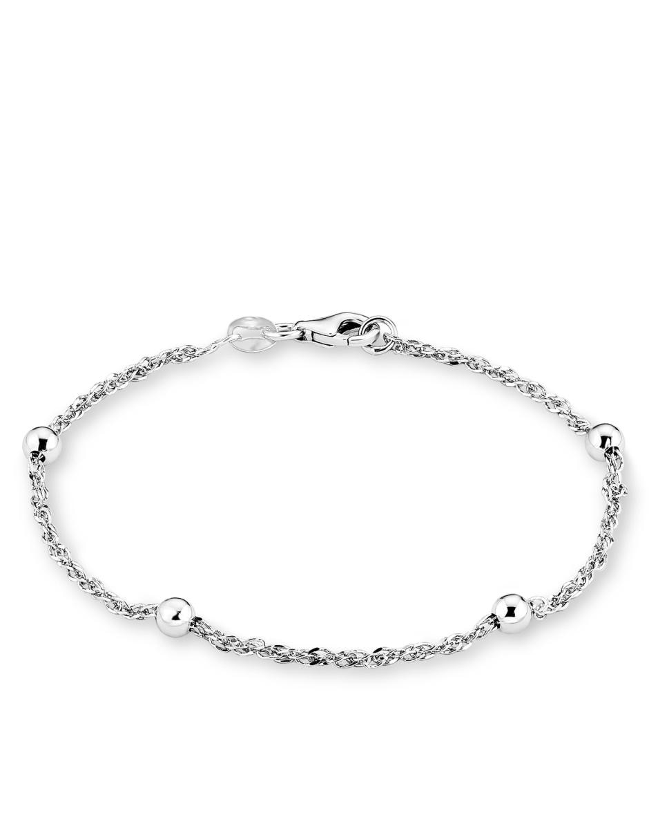 Pulsera de plata con acabado baño rodio 1