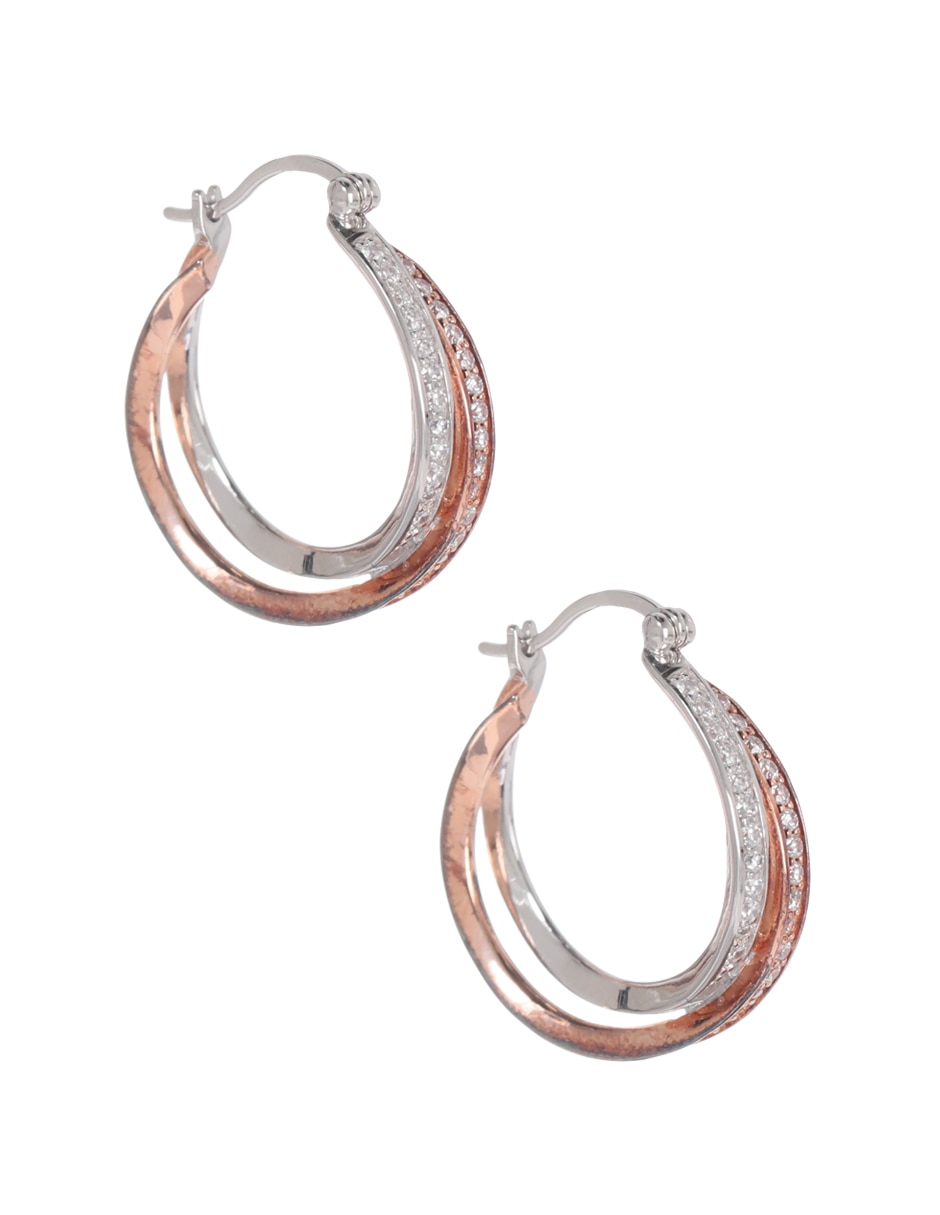 Arracadas de plata con acabado baño rodio zirconia 2