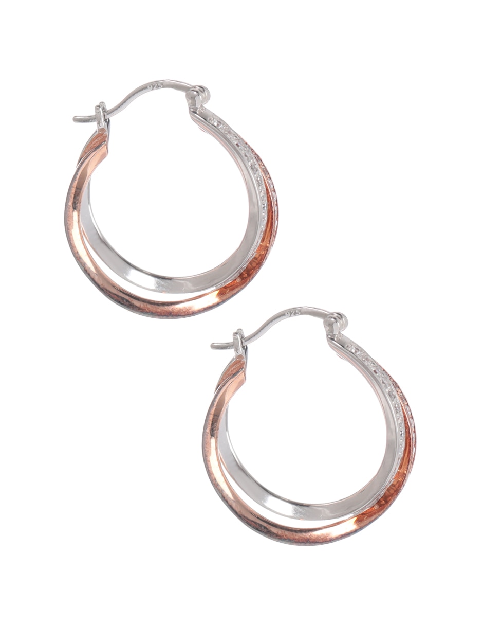 Arracadas de plata con acabado baño rodio zirconia 3