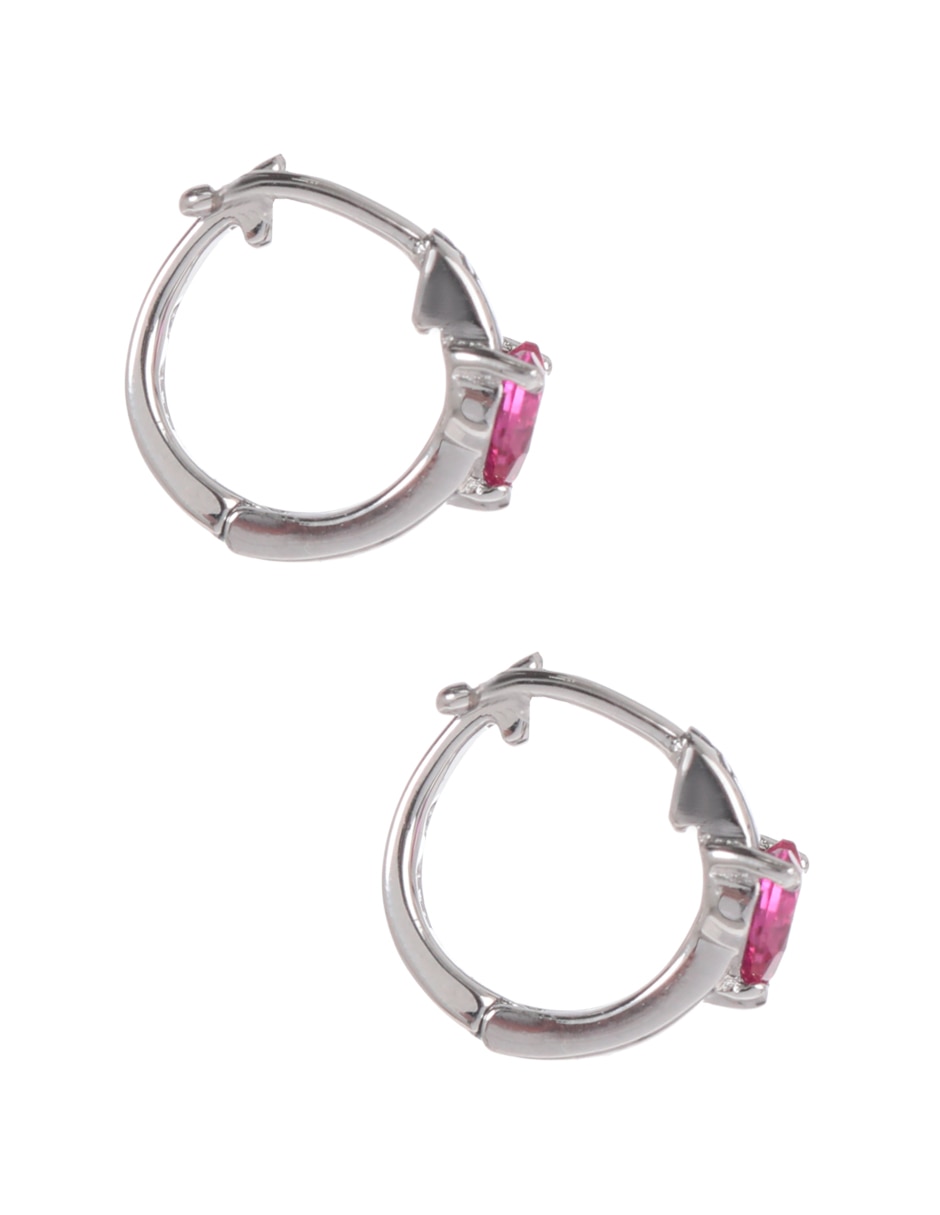 Aretes de corazón de plata con acabado baño rodio zirconia 3