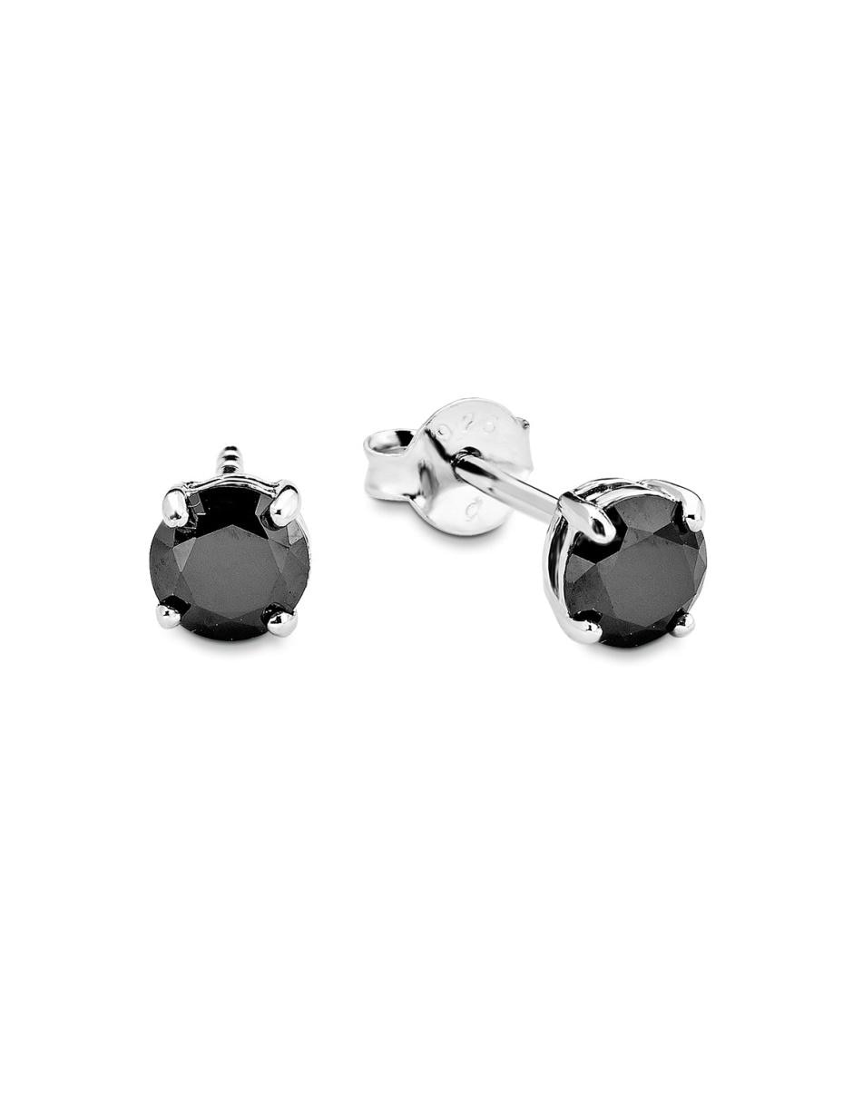 Aretes de plata P 925 con acabado baño rodio zirconia 1