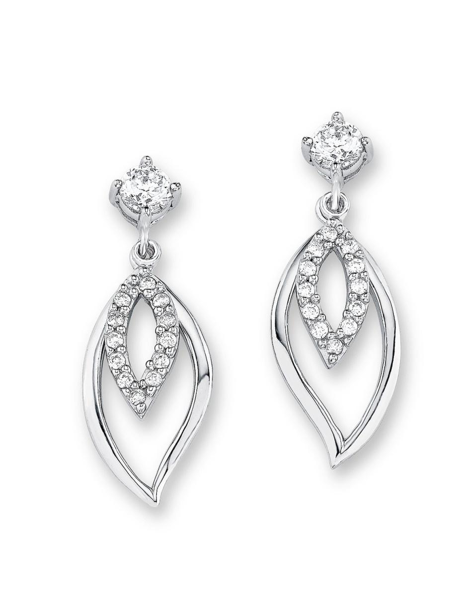 Aretes de plata P 925 con acabado baño rodio zirconia Aretes de plata P 925 con acabado baño rodio zirconia