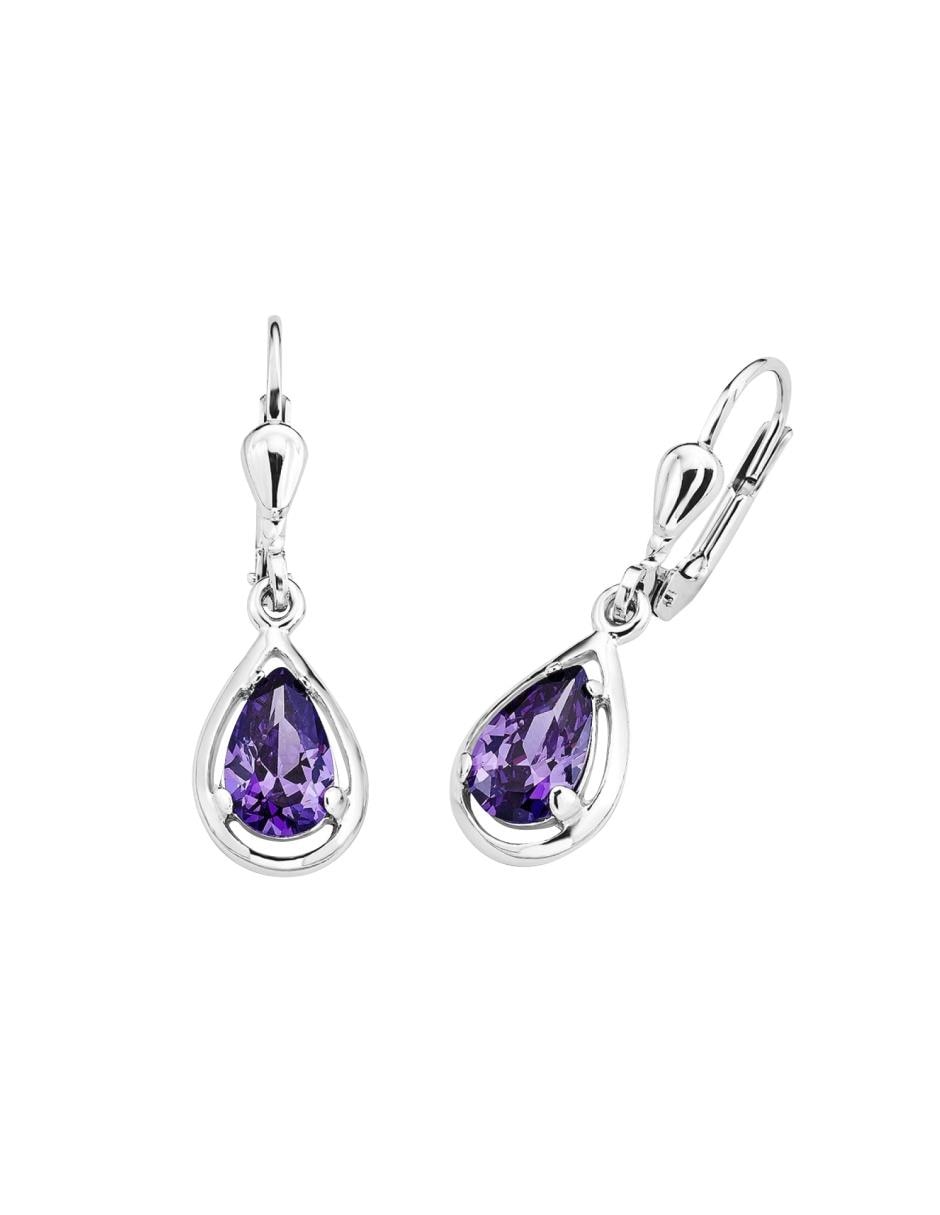 Aretes de plata con acabado baño rodio zirconia