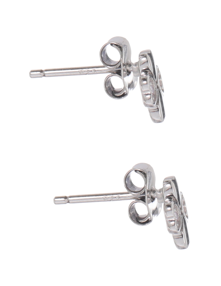 Aretes de trébol de plata P 925 con acabado baño rodio zirconia 3