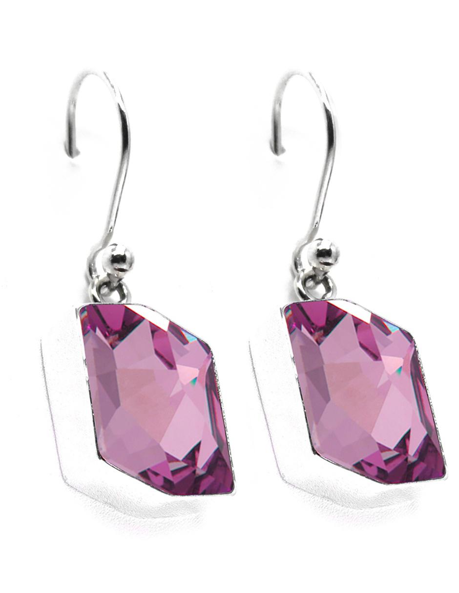 Aretes de plata con acabado brillante cristal