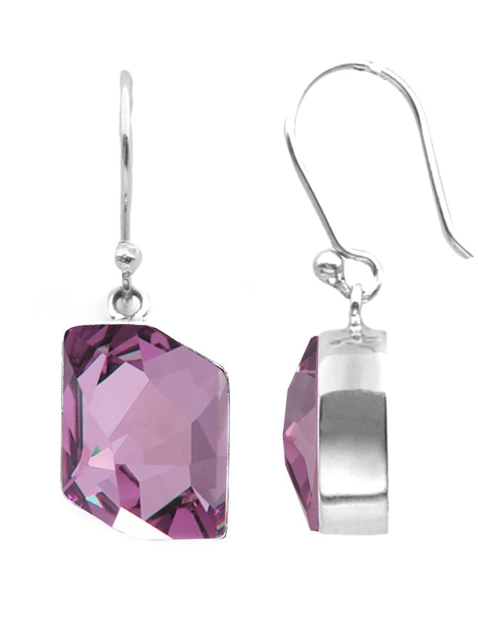 Aretes de plata con acabado brillante cristal 2