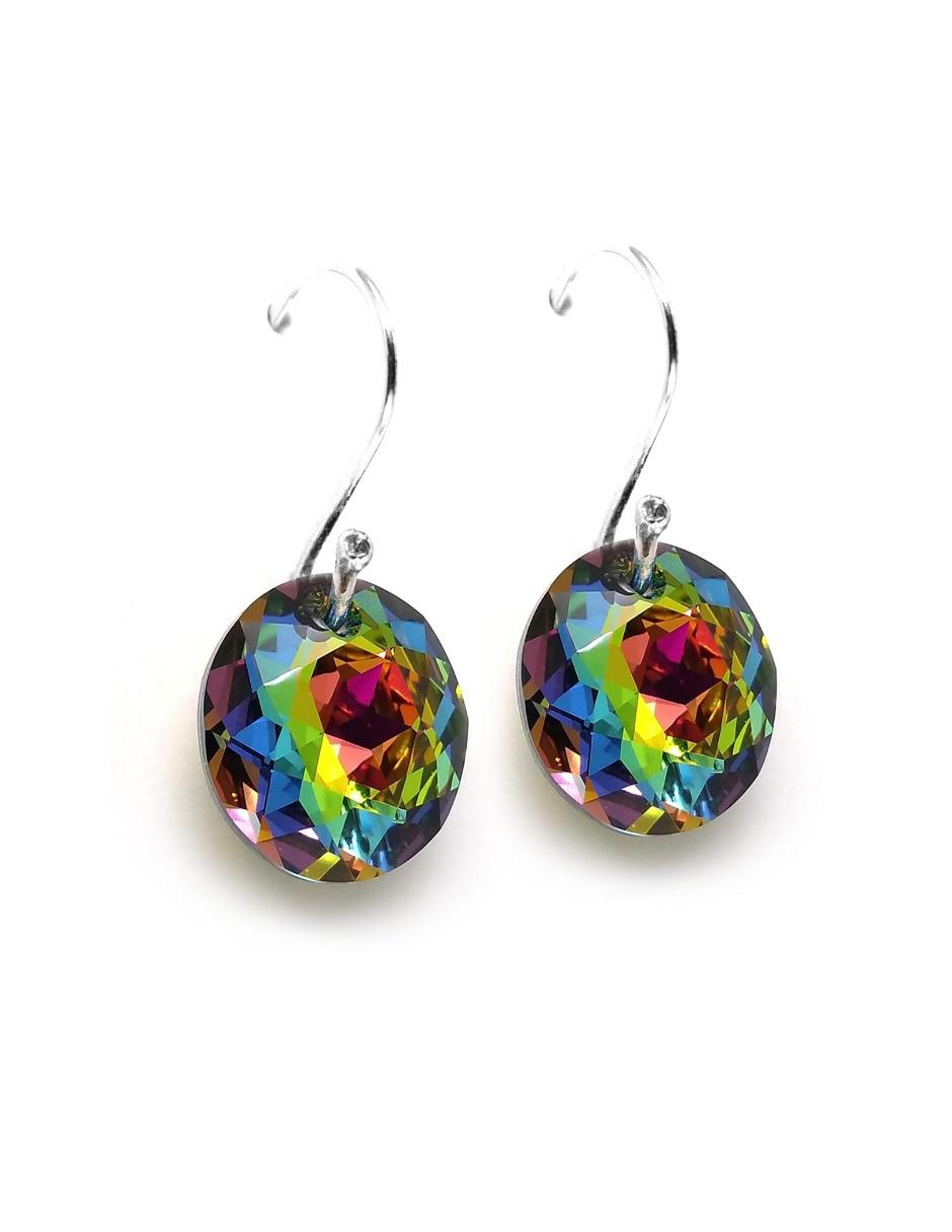 Aretes de plata con acabado brillante cristal