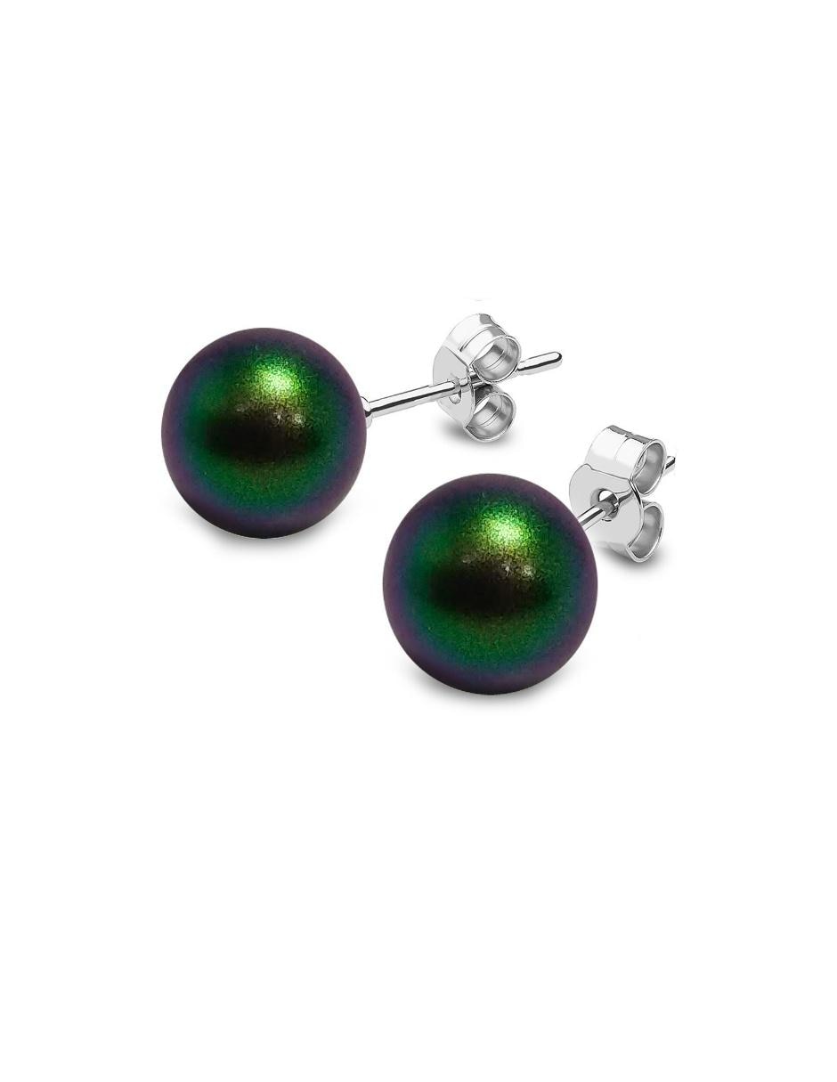 Broqueles de plata con acabado brillante perla 2