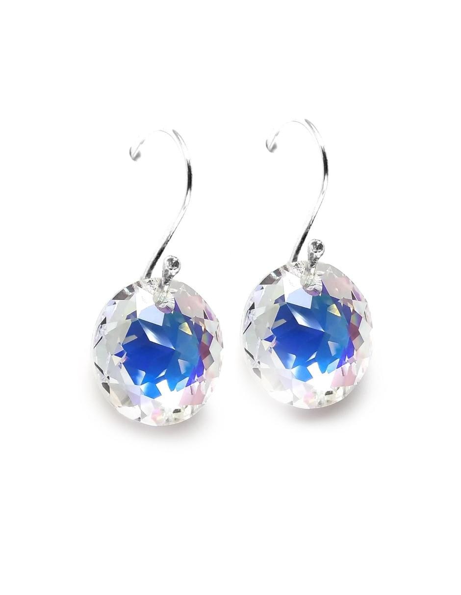 Aretes de plata con acabado brillante cristal
