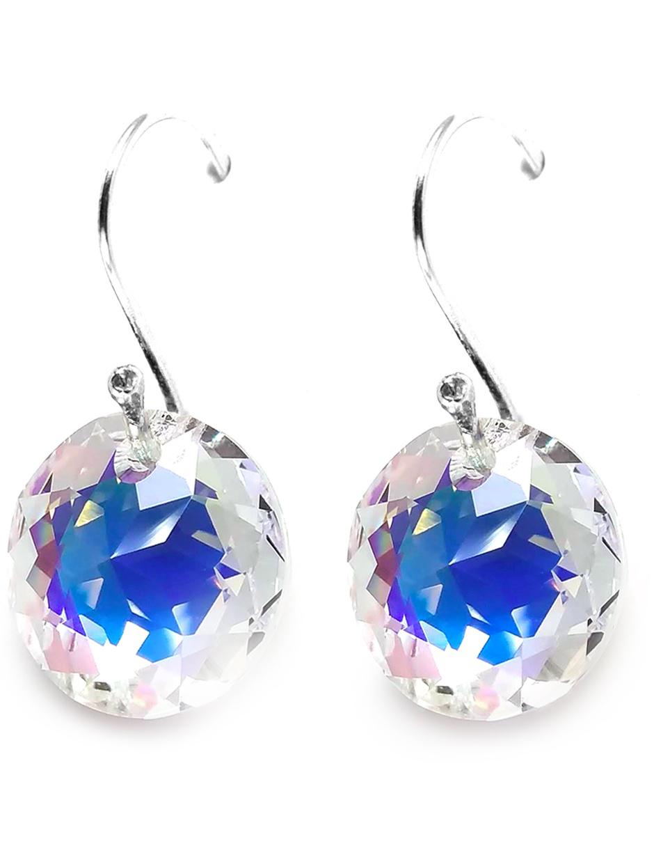 Aretes de plata con acabado brillante cristal 2