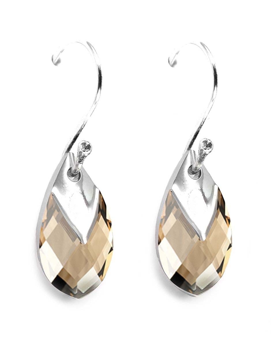 Aretes de plata con acabado brillante cristal