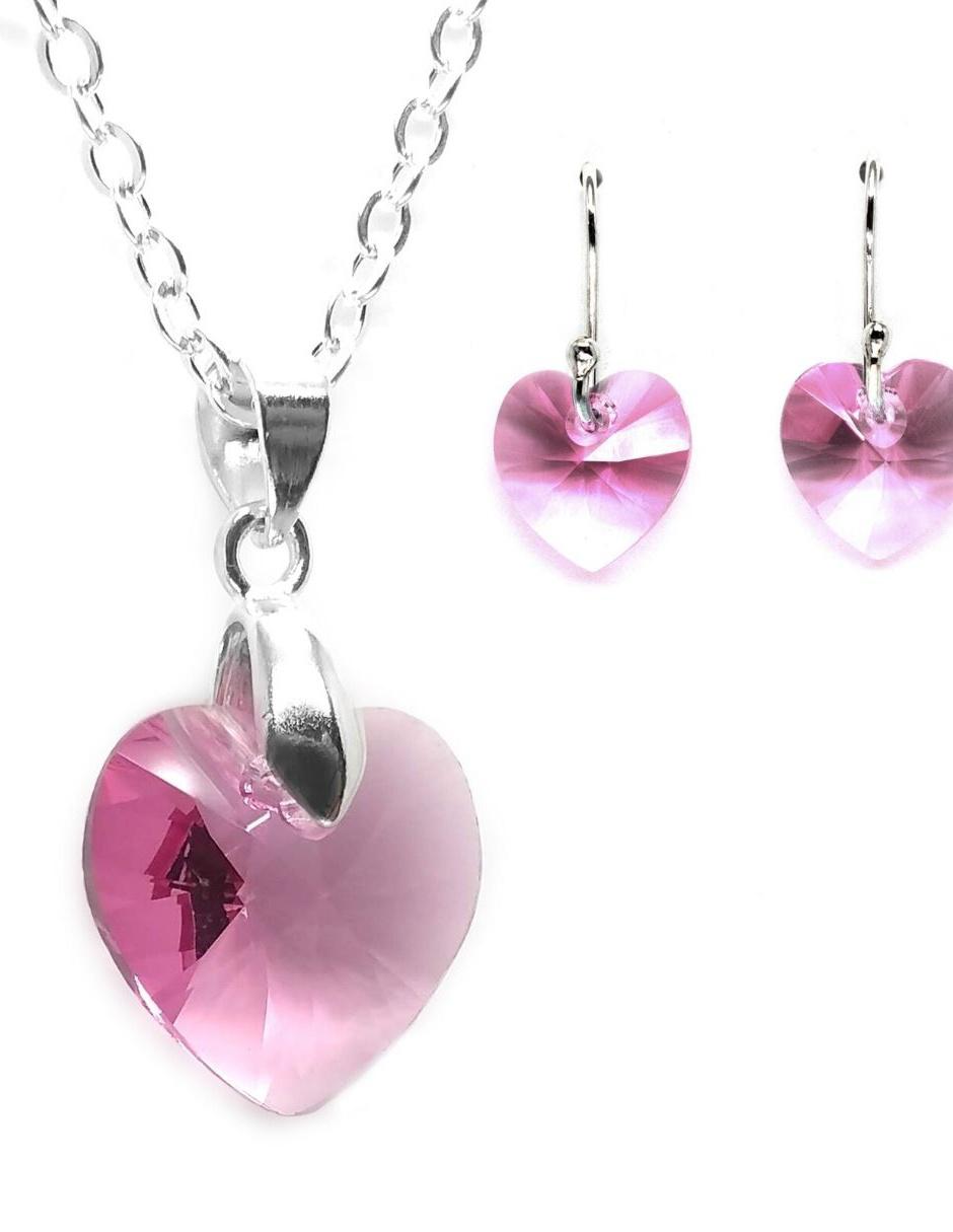 Set aretes y collar de plata P 925 cristal