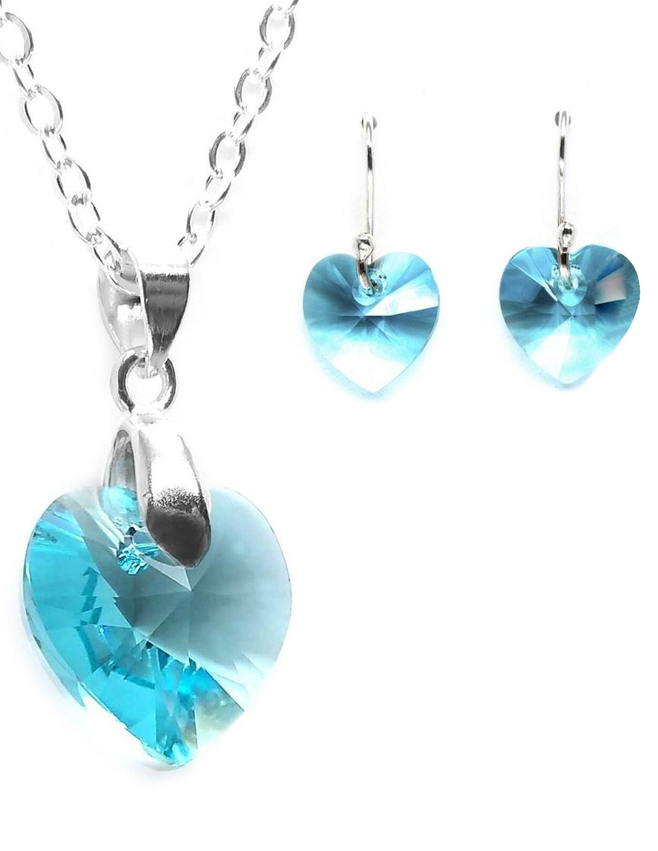 Set aretes y collar de plata P 925 cristal