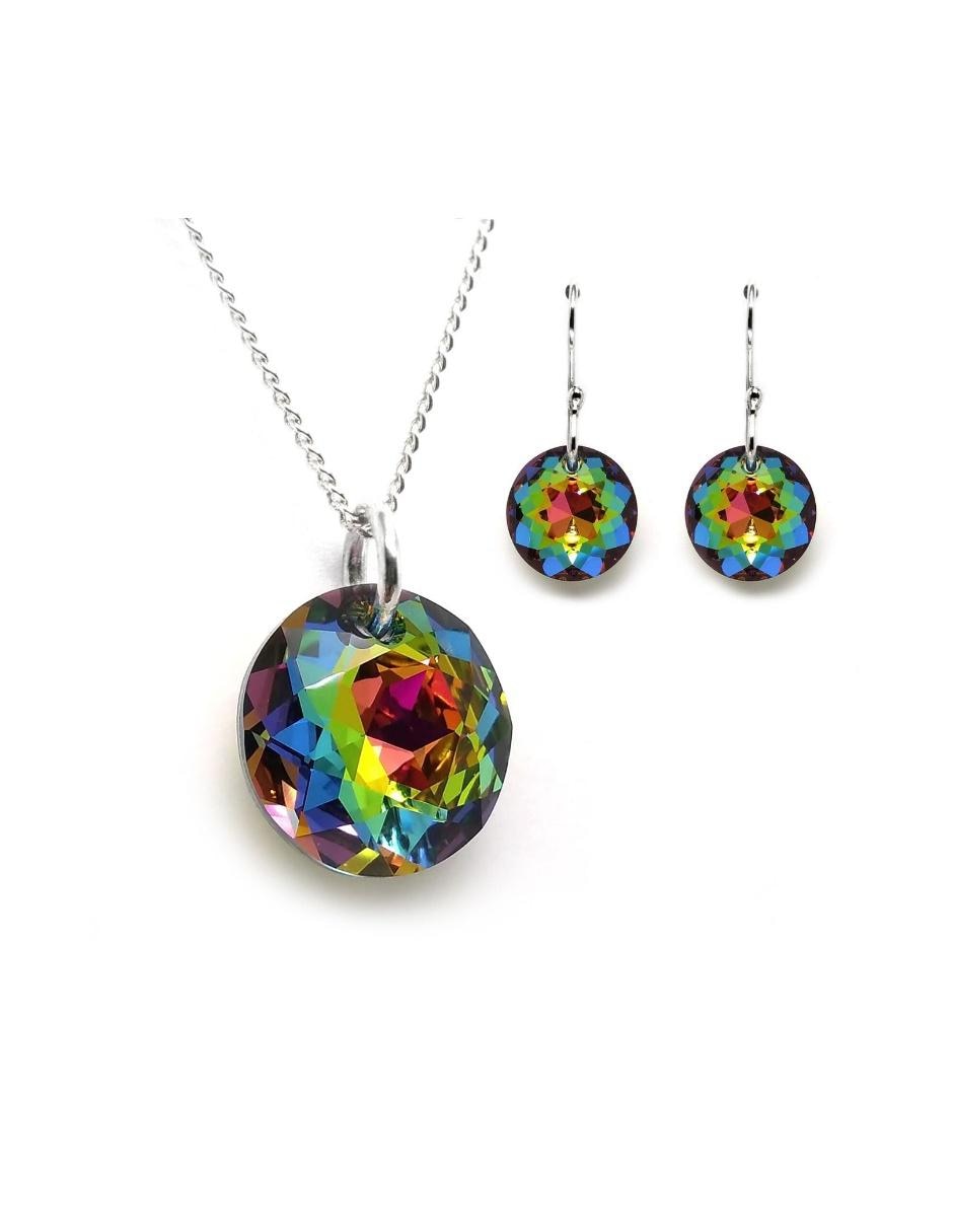 Set aretes y collar de plata P 925 cristal