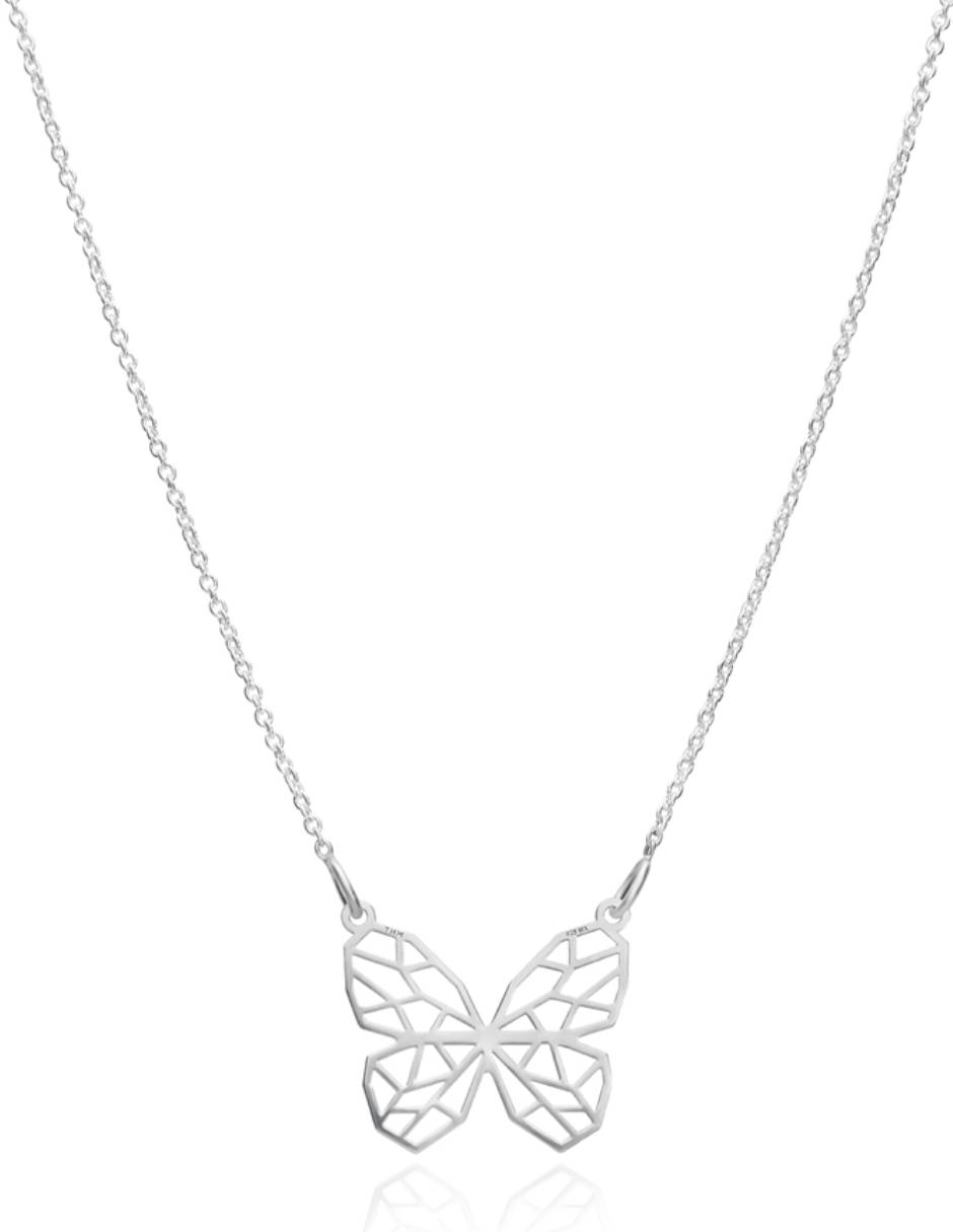 Collar de mariposa Origami de plata P 925