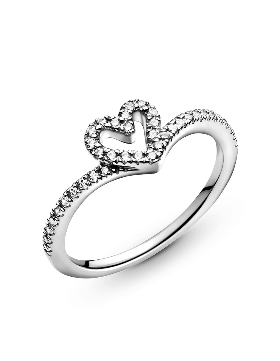 Anillo de corazón P 925 de plata diamante pavé 6