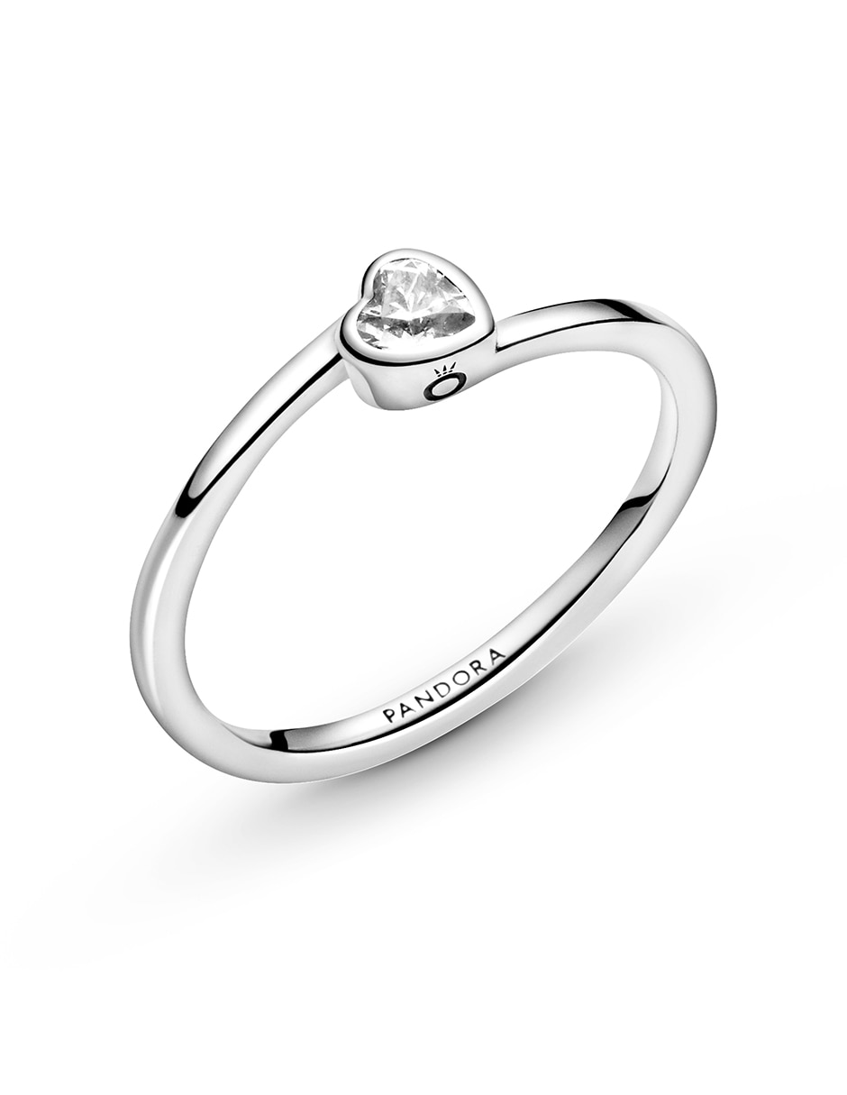 Anillo de corazón P 925 de plata diamante pavé 6
