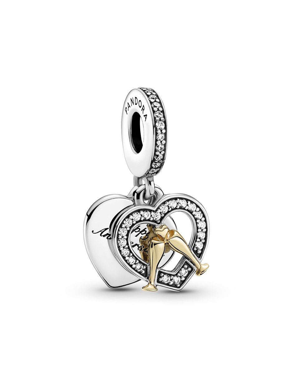 Charm de corazón de plata zirconia cúbica