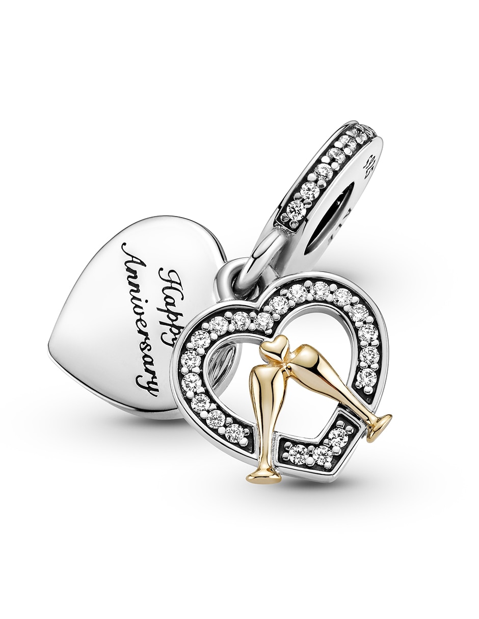 Charm de corazón de plata zirconia cúbica 4