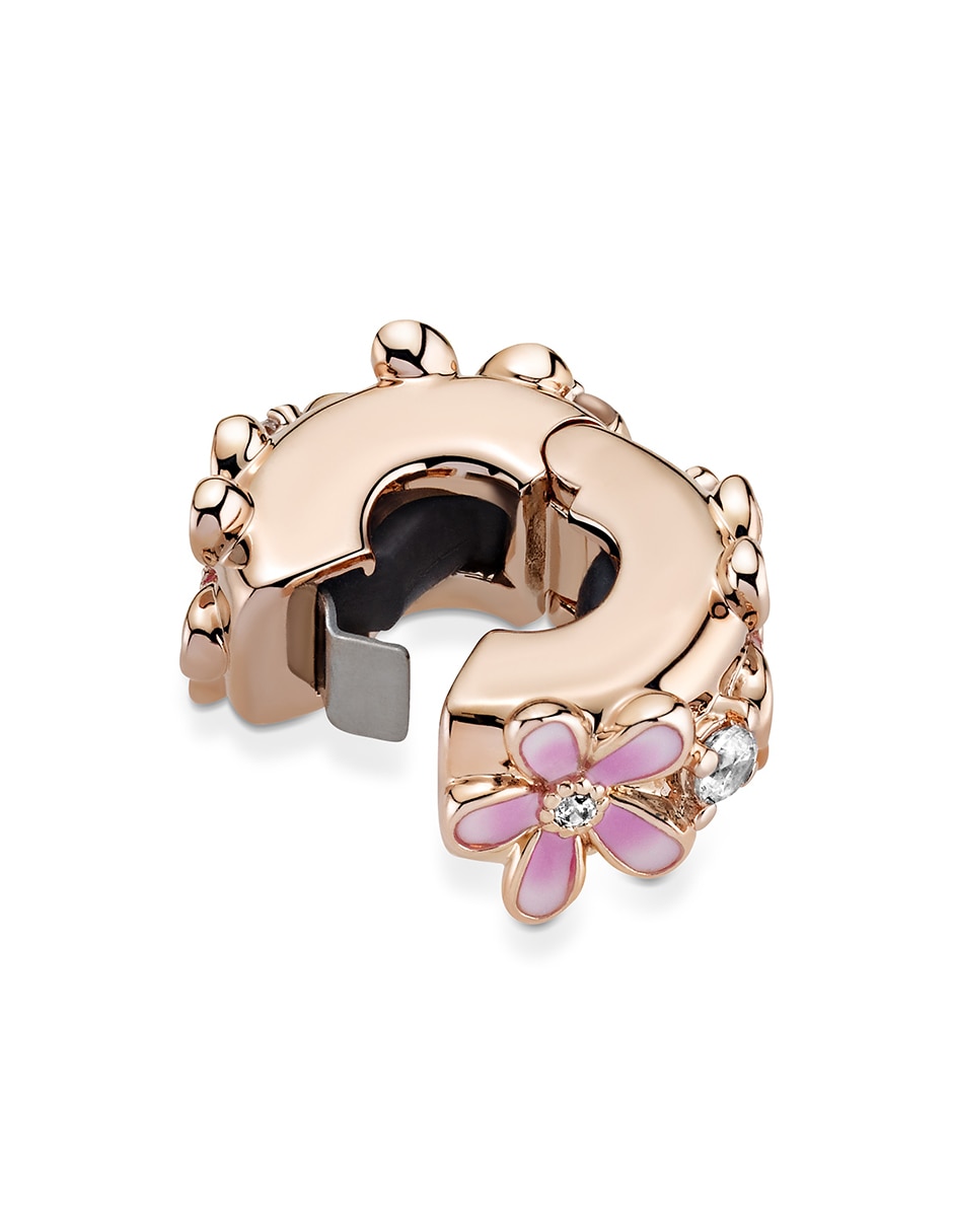 Charm de flores de plata 14 K zirconia cúbica 4