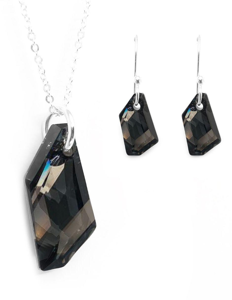 Set aretes y collar de plata P 925 cristal
