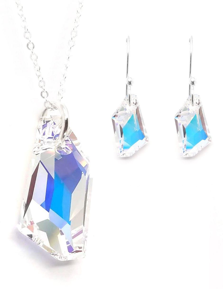 Set aretes y collar de plata P 925 cristal 1